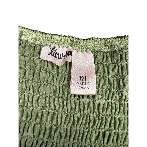 Willow & Root Women’s Medium Tank Top Green Satin Ruched Lace V-Neck - Picture 7 of 8